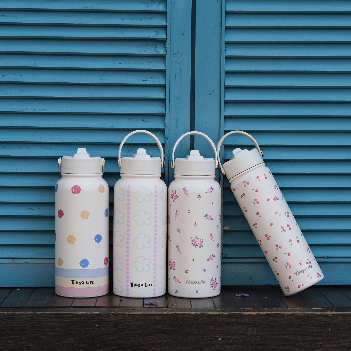 Tingo Life 32oz/1000ml Insulated Stainless steel water bottle - Polka Dots Design