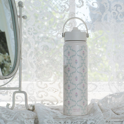 Tingo Life 25oz/750ml Insulated Stainless steel water bottle - Vintage Victorian Vine Design