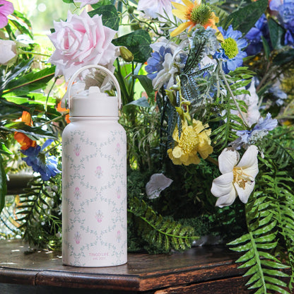 Tingo Life 32oz/1000ml Insulated Stainless steel water bottle - Vintage Victorian Vine Design