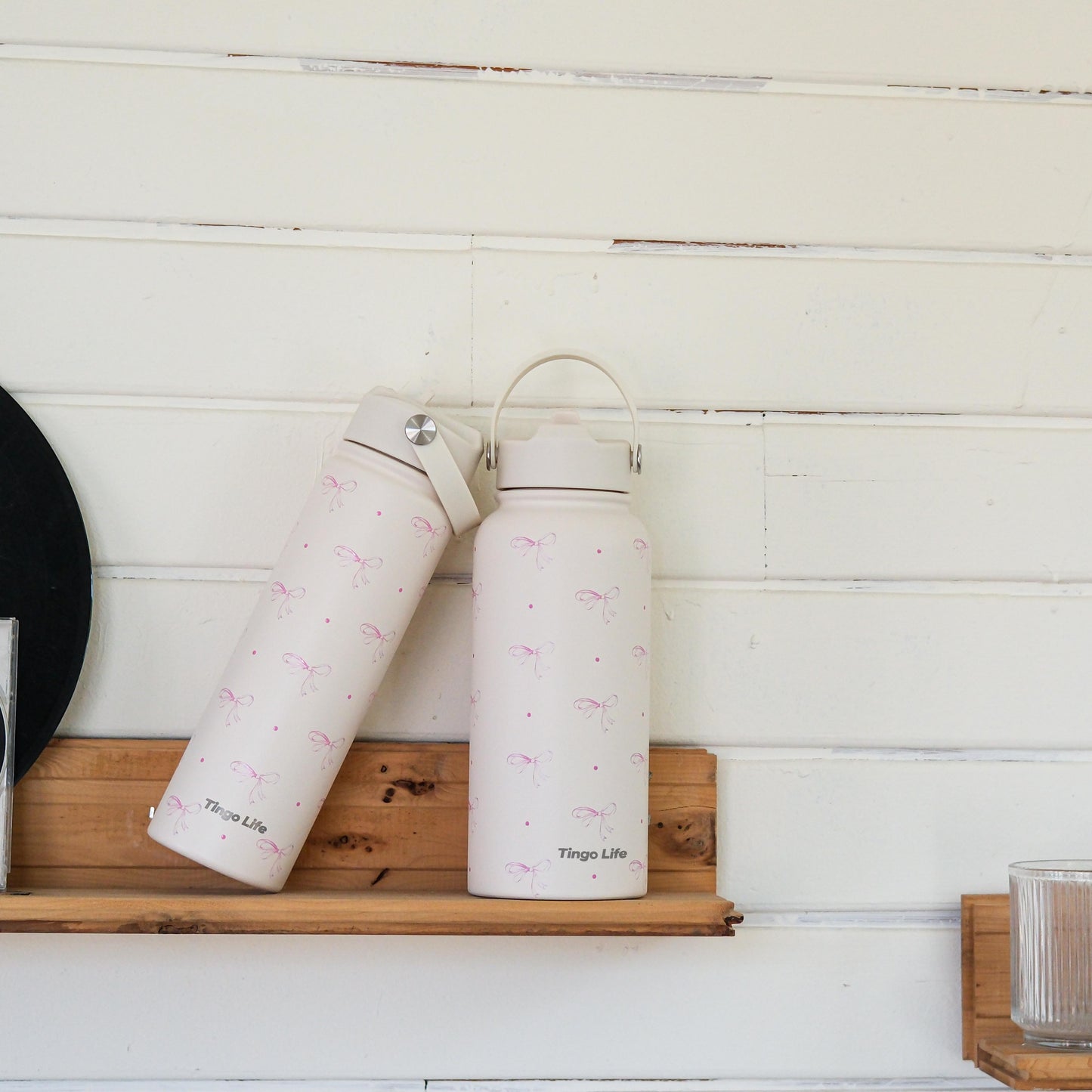 Tingo Life 25oz/750ml Insulated Stainless steel water bottle - Pink Bow Design