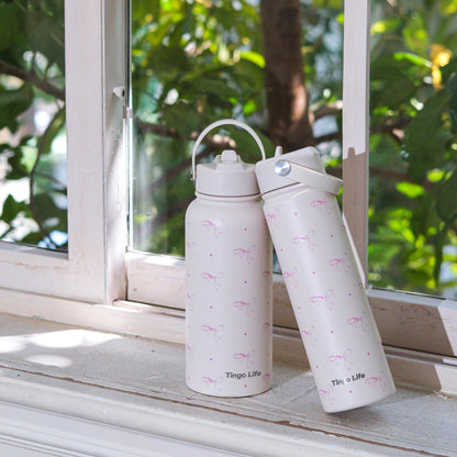 Tingo Life 25oz/750ml Insulated Stainless steel water bottle - Pink Bow Design