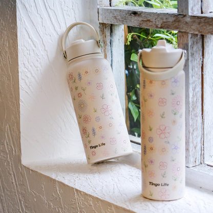 Tingo Life 32oz/1000ml Insulated Stainless steel water bottle - Flower Design