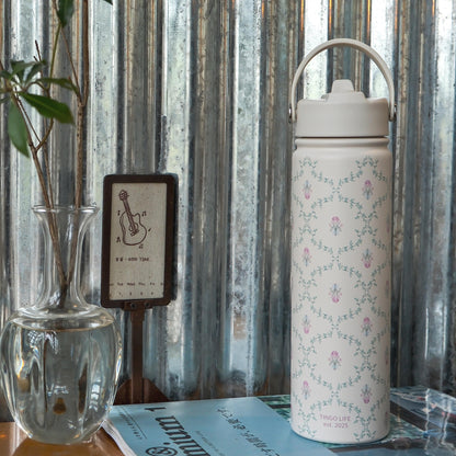 Tingo Life 25oz/750ml Insulated Stainless steel water bottle - Vintage Victorian Vine Design