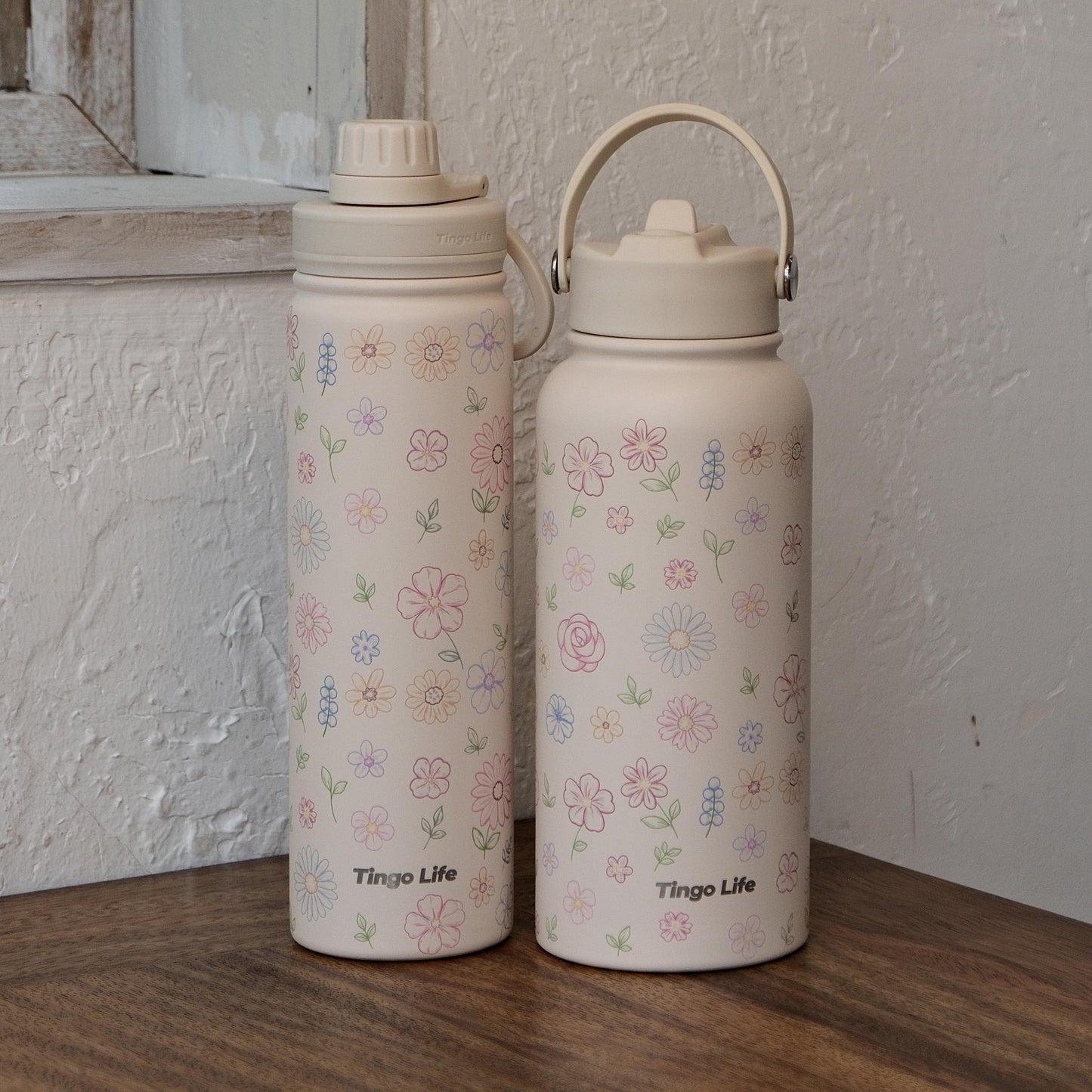 Tingo Life 32oz/1000ml Insulated Stainless steel water bottle - Flower Design