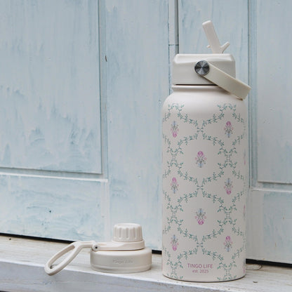 Tingo Life 32oz/1000ml Insulated Stainless steel water bottle - Vintage Victorian Vine Design