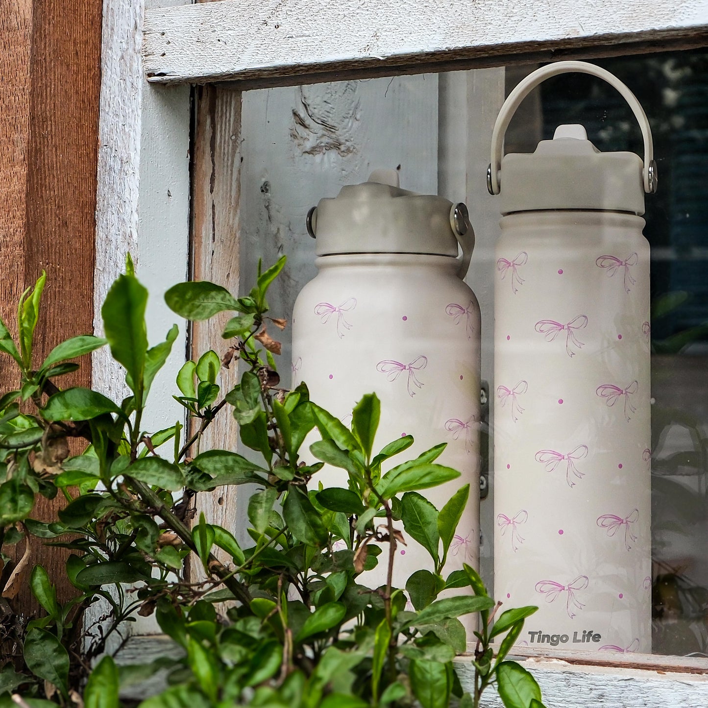 Tingo Life 32oz/1000ml Insulated Stainless steel water bottle - Pink Bow Design