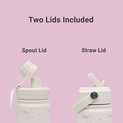 Tingo Life 25oz/750ml Insulated Stainless steel water bottle - Pink Bow Design