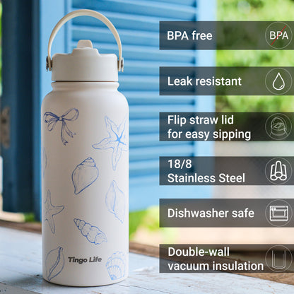 Tingo Life 32oz/1000ml Ocean Insulated Stainless steel water bottle