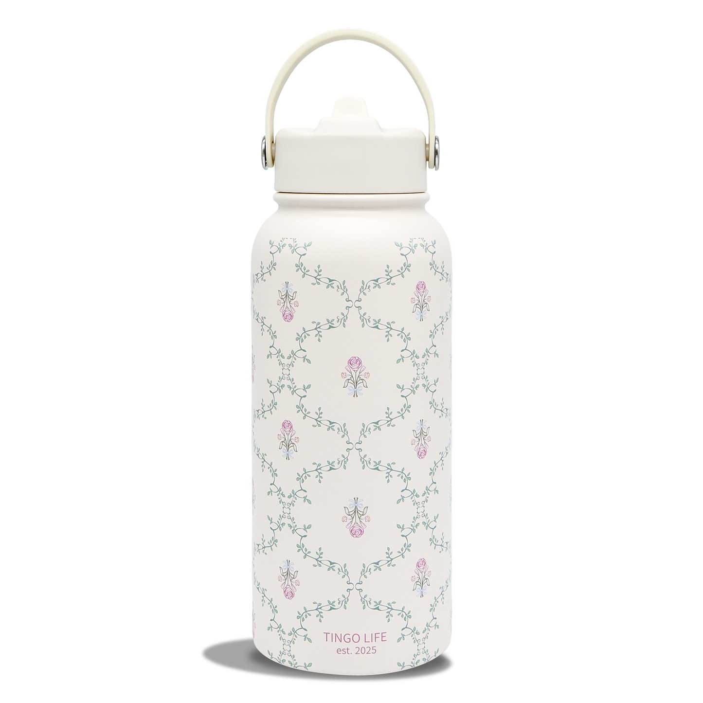 Tingo Life 32oz/1000ml Insulated Stainless steel water bottle - Vintage Victorian Vine Design