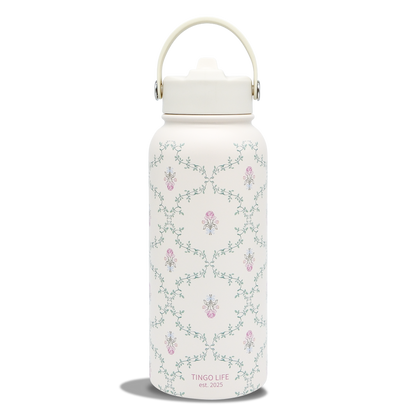 Tingo Life 32oz/1000ml Insulated Stainless steel water bottle - Vintage Victorian Vine Design