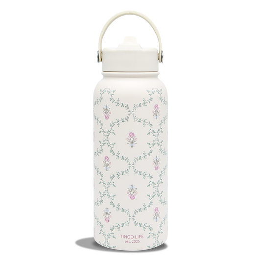 Tingo Life 32oz/1000ml Insulated Stainless steel water bottle - Vintage Victorian Vine Design