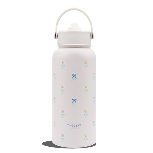 Tingo Life 32oz/1000ml Insulated Stainless steel water bottle - Iris Flower Design