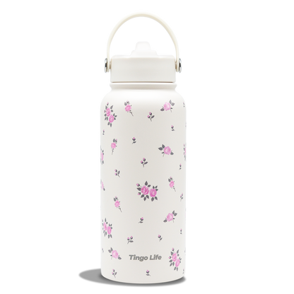 Tingo Life 32oz/1000ml Insulated Stainless steel water bottle - Rosachinensis Design