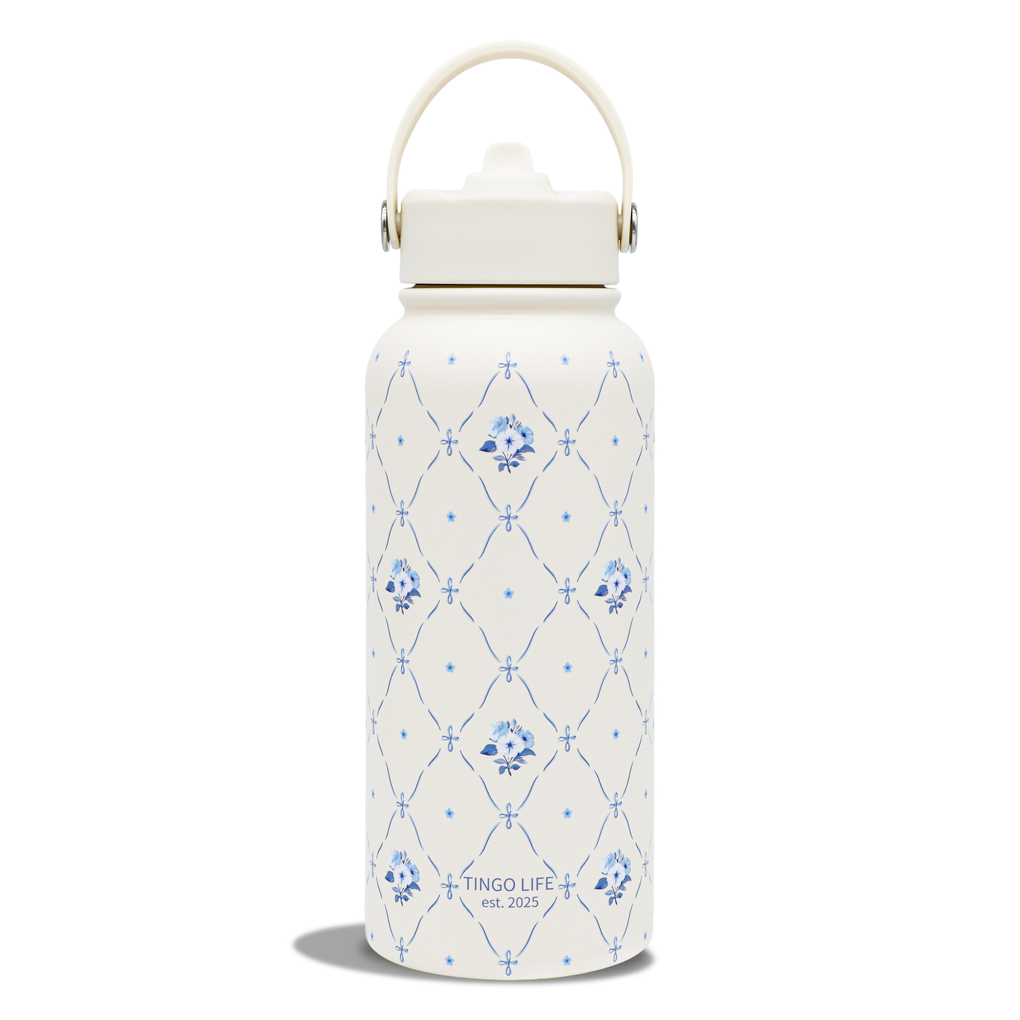 Tingo Life 32oz/1000ml Insulated Stainless steel water bottle - Vintage Chinoiserie floral Design