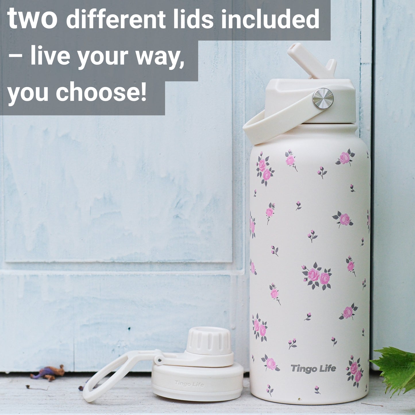 Tingo Life 32oz/1000ml Insulated Stainless steel water bottle - Rosachinensis Design