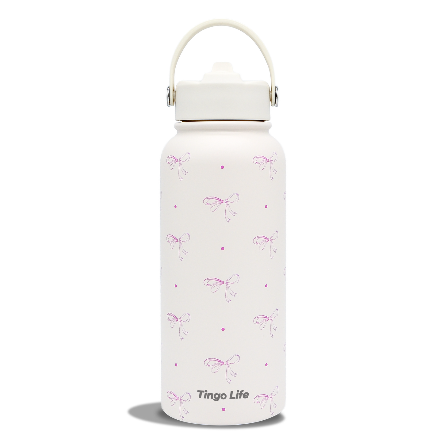 Tingo Life 32oz/1000ml Insulated Stainless steel water bottle - Pink Bow Design