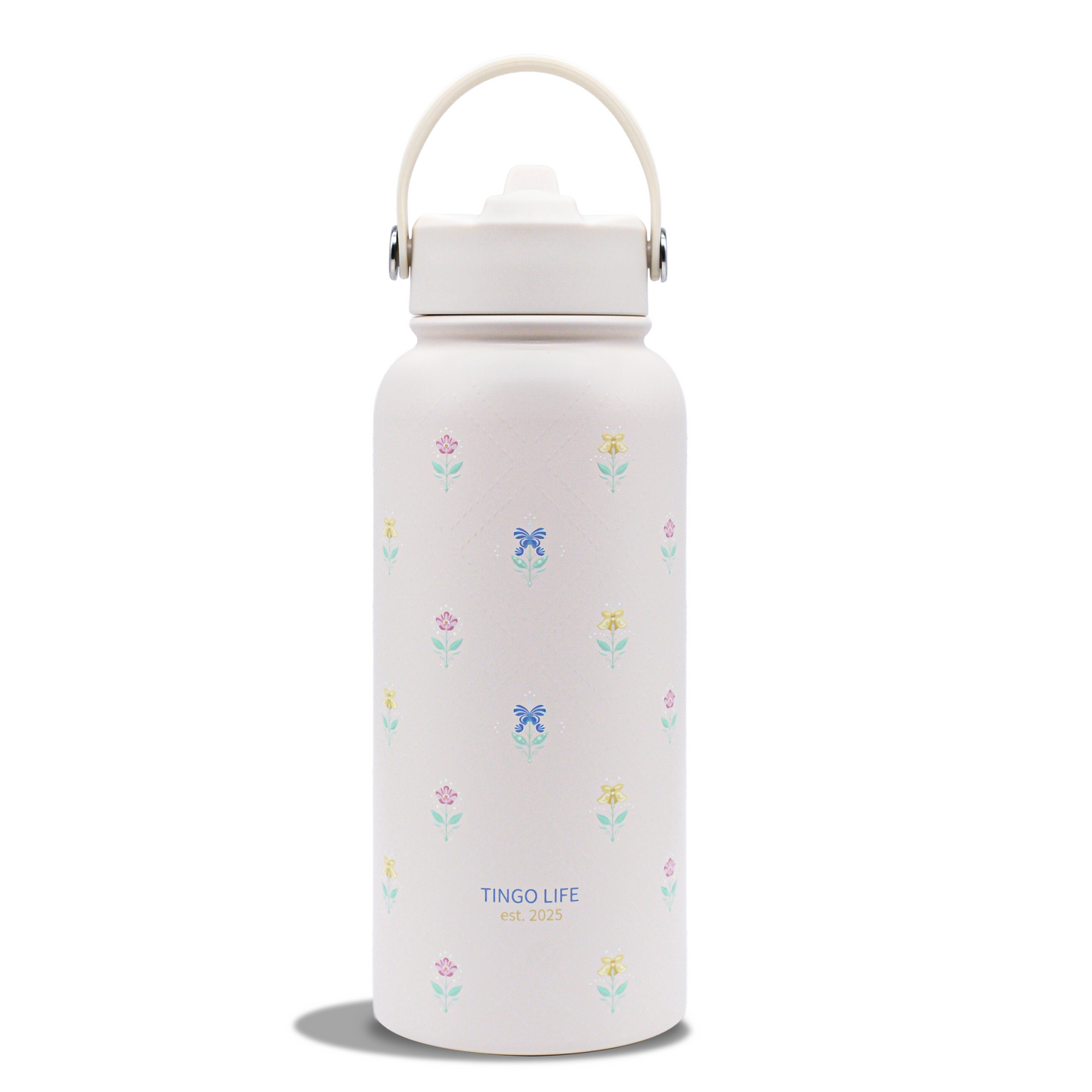 Tingo Life 32oz/1000ml Insulated Stainless steel water bottle - Iris Flower Design