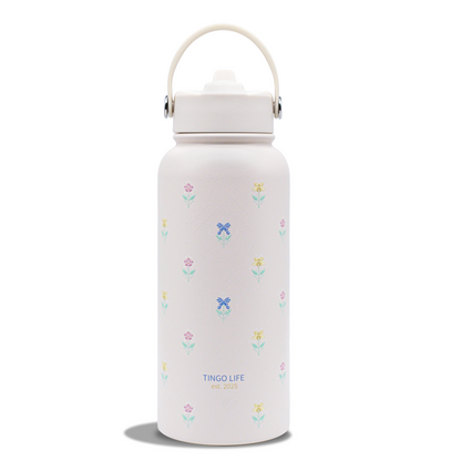 Tingo Life 32oz/1000ml Insulated Stainless steel water bottle - Iris Flower Design