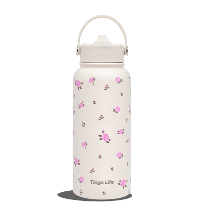Tingo Life 32oz/1000ml Insulated Stainless steel water bottle - Rosachinensis Design