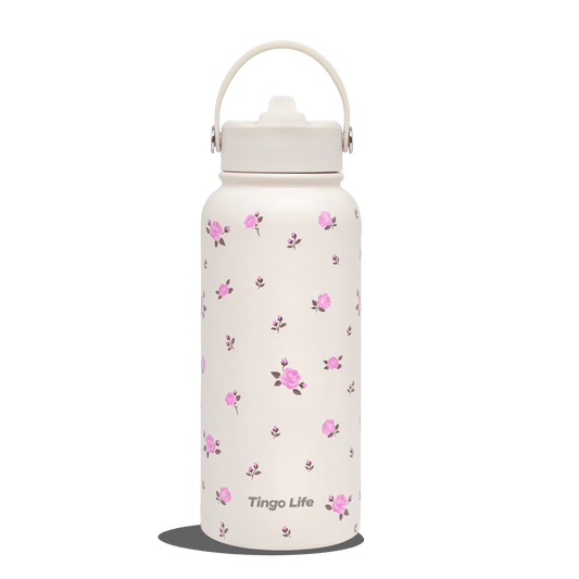 Tingo Life 32oz/1000ml Insulated Stainless steel water bottle - Rosachinensis Design
