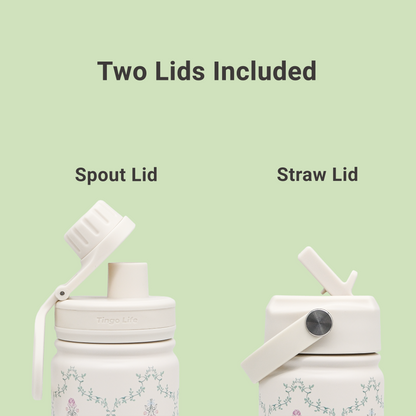 Tingo Life 25oz/750ml Insulated Stainless steel water bottle - Vintage Victorian Vine Design