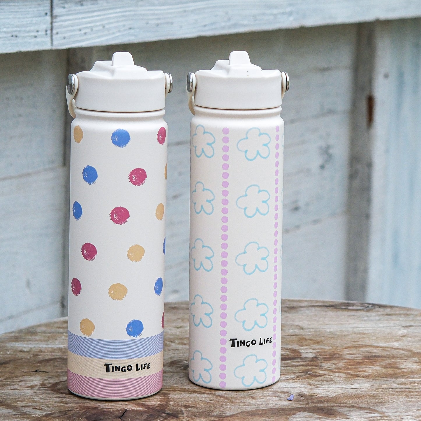 Tingo Life 25oz/750ml Insulated Stainless steel water bottle - Polka Dots Design