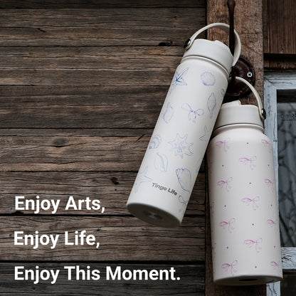 Tingo Life 25oz/750ml Insulated Stainless steel water bottle - Pink Bow Design