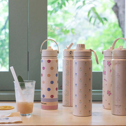 Tingo Life 32oz/1000ml Insulated Stainless steel water bottle - Acanthus Leaves Design