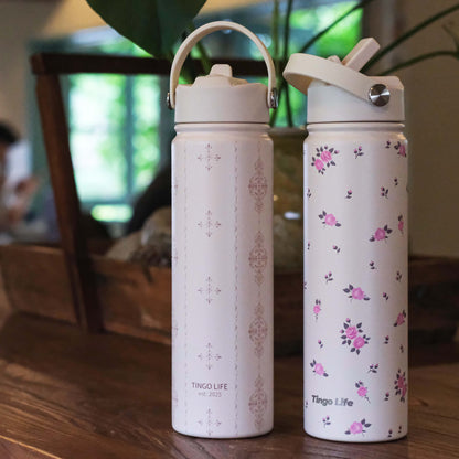 Tingo Life 32oz/1000ml Insulated Stainless steel water bottle - Acanthus Leaves Design