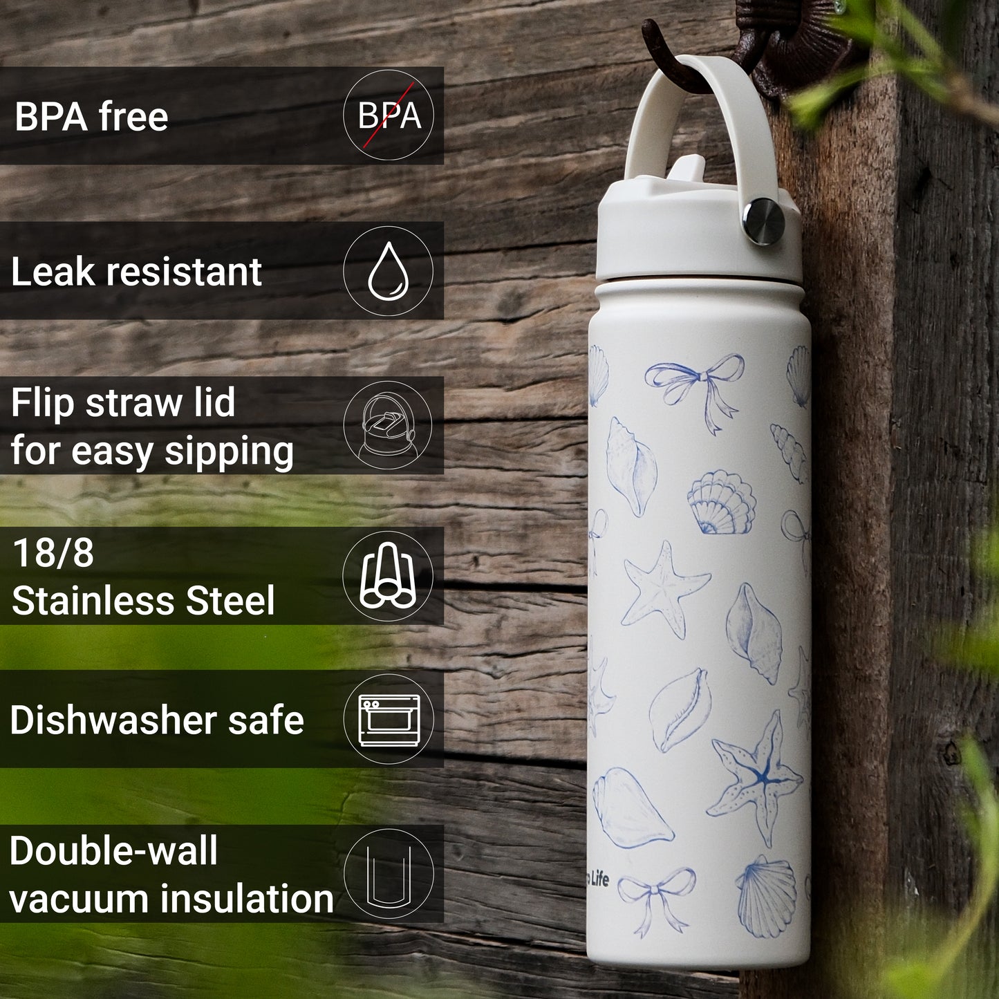 Tingo Life 25oz/750ml Insulated Stainless steel water bottle - Ocean Design