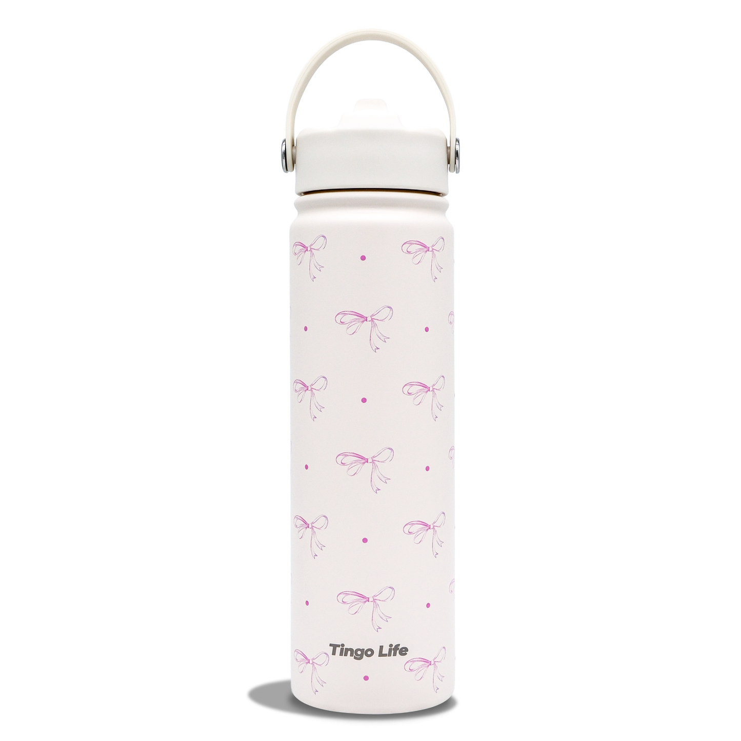Tingo Life 25oz/750ml Insulated Stainless steel water bottle - Pink Bow Design