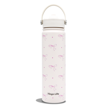 Tingo Life 25oz/750ml Insulated Stainless steel water bottle - Pink Bow Design