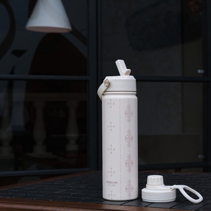 Tingo Life 25oz/750ml Insulated Stainless steel water bottle - Acanthus Leaves Design