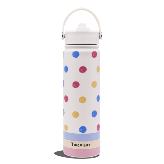 Tingo Life 25oz/750ml Insulated Stainless steel water bottle - Polka Dots Design