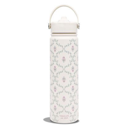 Tingo Life 25oz/750ml Insulated Stainless steel water bottle - Vintage Victorian Vine Design