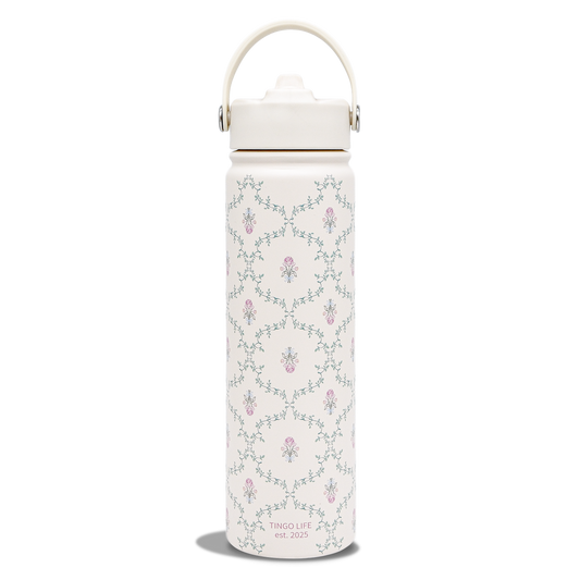 Tingo Life 25oz/750ml Insulated Stainless steel water bottle - Vintage Victorian Vine Design