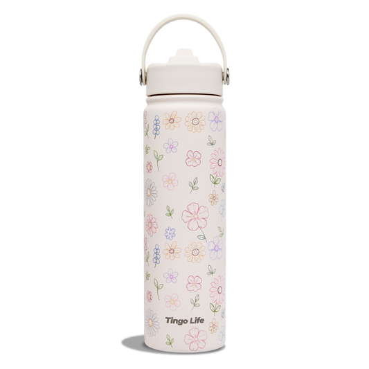 Tingo Life 25oz/750ml Insulated Stainless steel water bottle - Flower Design