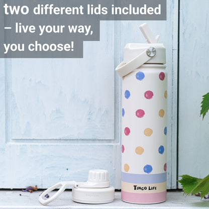 Tingo Life 25oz/750ml Insulated Stainless steel water bottle - Polka Dots Design