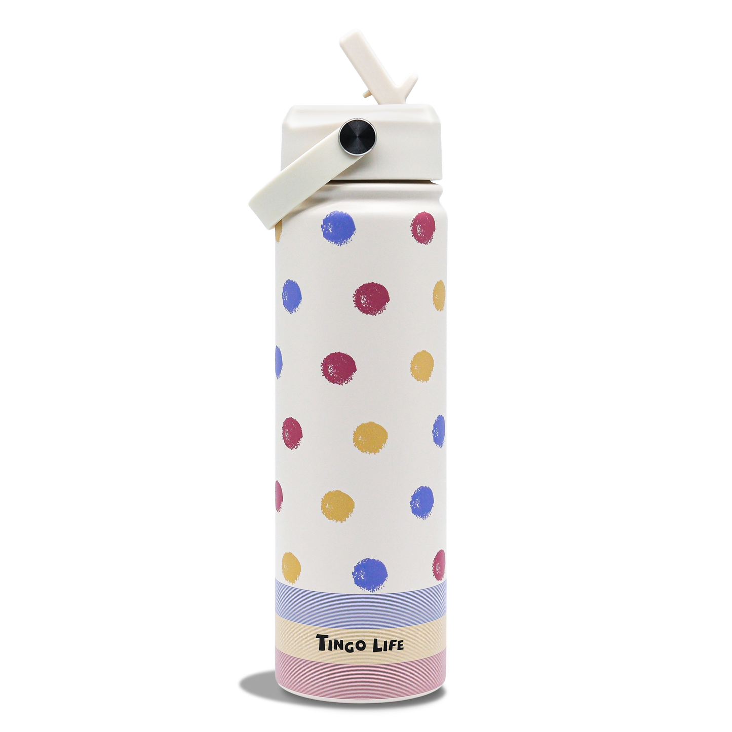 Tingo Life 25oz/750ml Insulated Stainless steel water bottle - Polka Dots Design