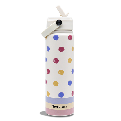 Tingo Life 25oz/750ml Insulated Stainless steel water bottle - Polka Dots Design