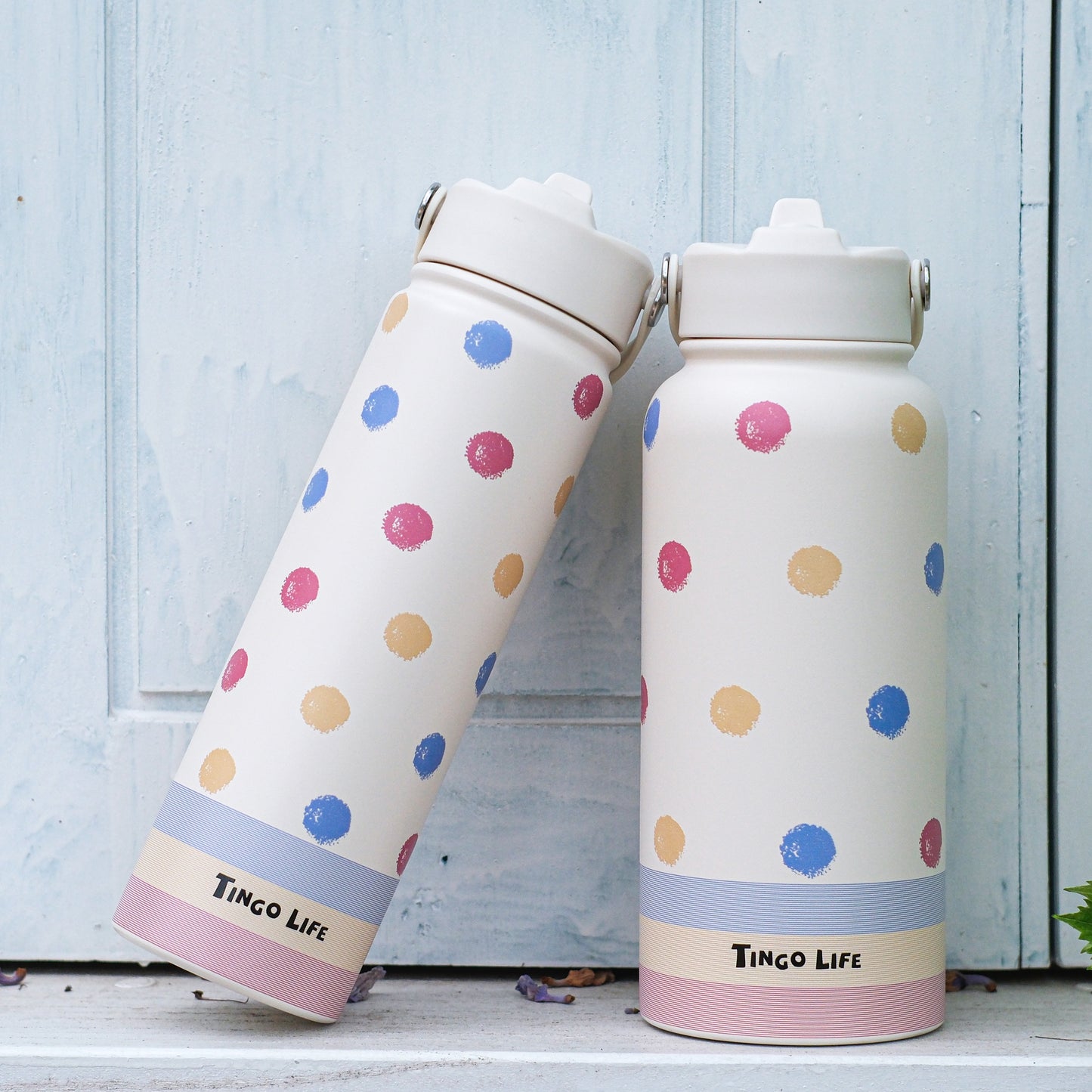 Tingo Life 32oz/1000ml Insulated Stainless steel water bottle - Polka Dots Design