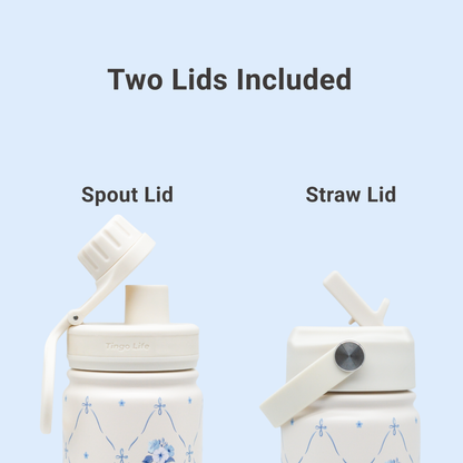 Tingo Life 32oz/1000ml Insulated Stainless steel water bottle - Vintage Chinoiserie floral Design