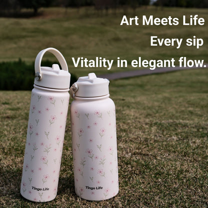 Tingo Life 32oz/1000ml Insulated Stainless steel water bottle - Floral Design