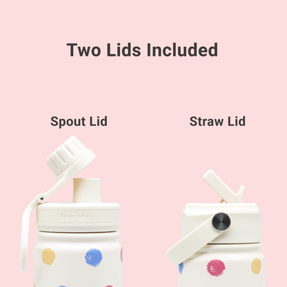 Tingo Life 32oz/1000ml Insulated Stainless steel water bottle - Polka Dots Design