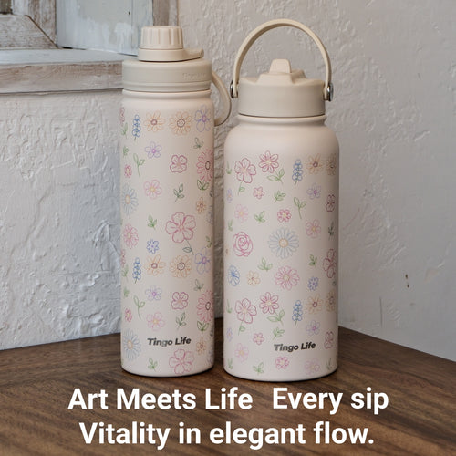 Tingo Life 25oz/750ml Flower Insulated Stainless steel water bottle