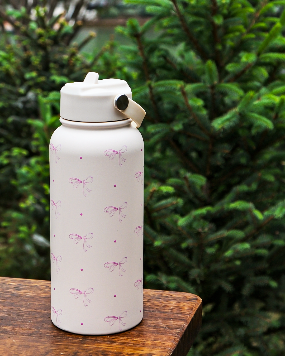 Tingo Life 32oz/1000ml Insulated Stainless steel water bottle - Pink Bow Design